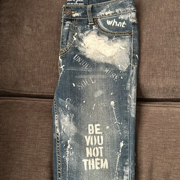 Upcycled by NKD COLLECTIONS cat & jack high rise super skinny size 12 kids jeans - Picture 4 of 5